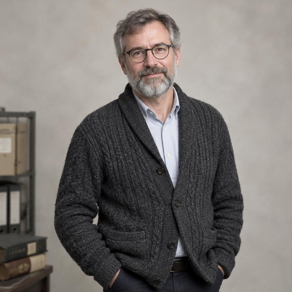 Portrait of a man archivist with a beard